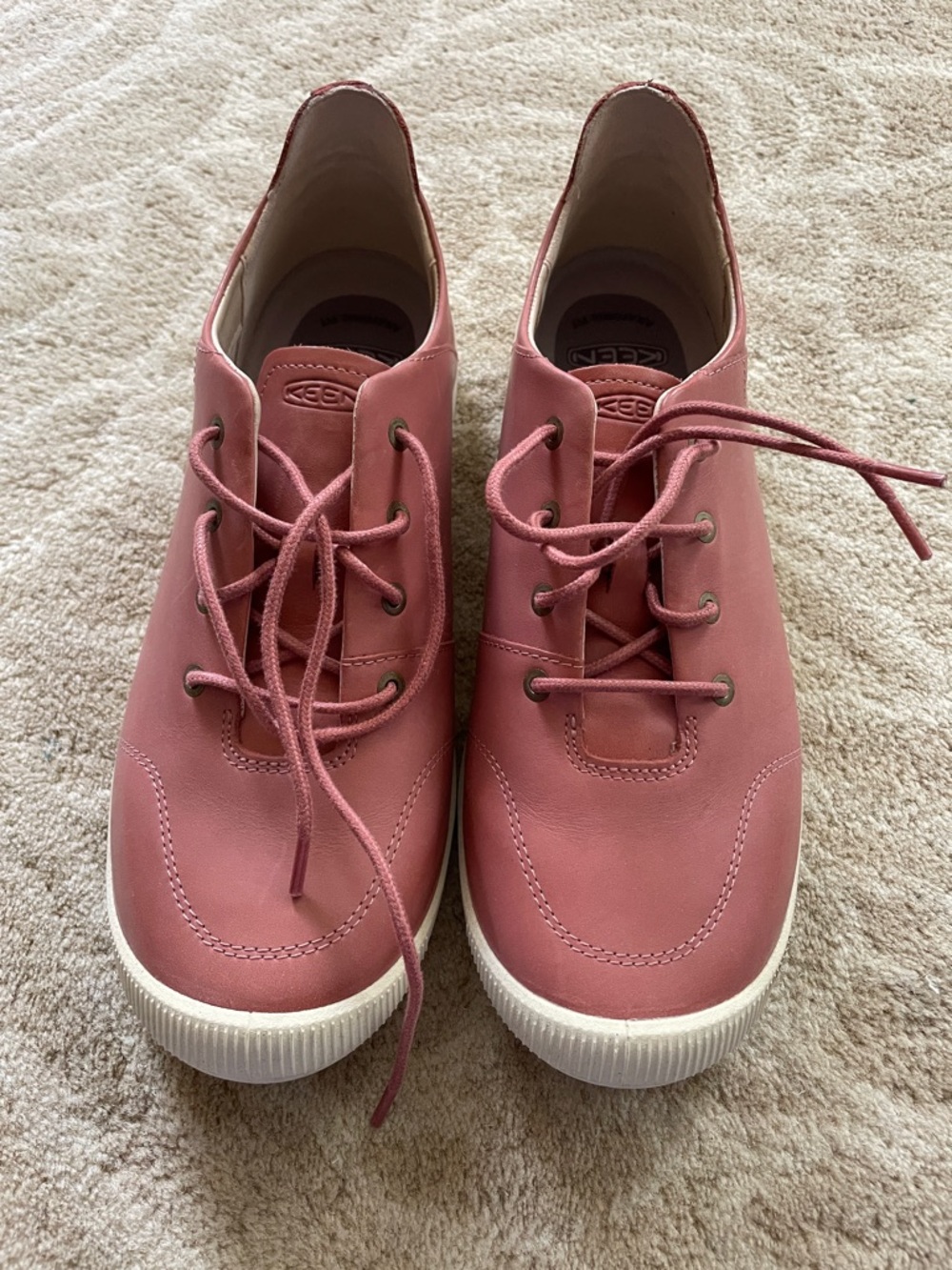 KEEN Women's Leather Rose Pink Lace-Up Sneakers